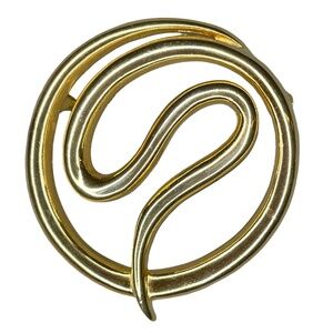 Vintage Signed MJENT Simple Circle Swirl Pin/Brooch Costume Jewelry Unisex